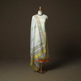 Sanganeri hand block print cotton 3pc unstitched dress