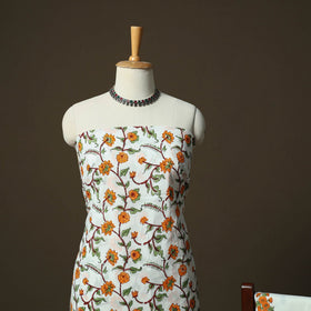 Sanganeri hand block print cotton 3pc unstitched dress