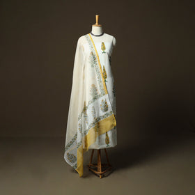 Sanganeri hand block print cotton 3pc unstitched dress
