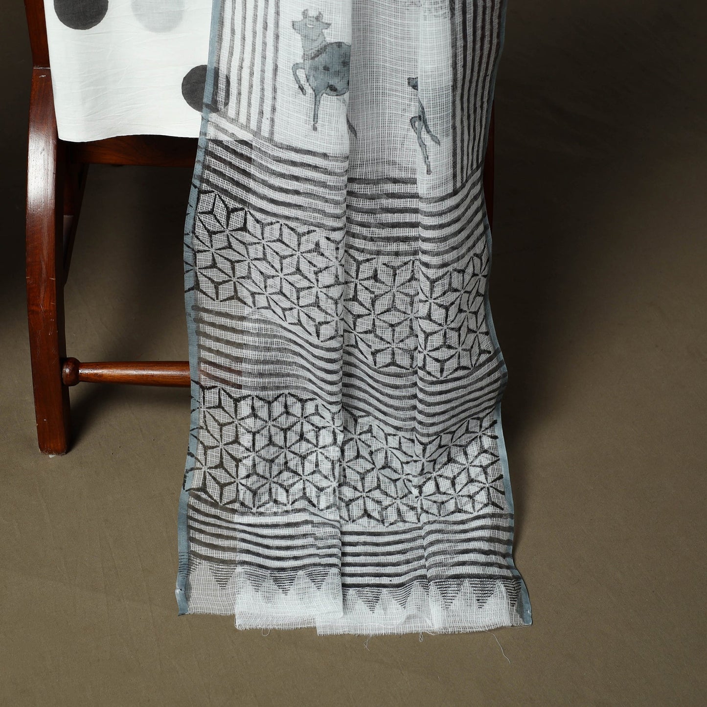 Sanganeri hand block print cotton 3pc unstitched dress
