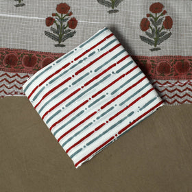 Sanganeri hand block print cotton 3pc unstitched dress