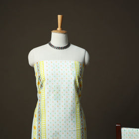 Sanganeri hand block print cotton 3pc unstitched dress