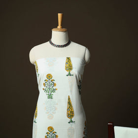 Sanganeri hand block print cotton 3pc unstitched dress