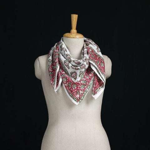 Sanganeri hand block print cotton scarf 03 - handcrafted