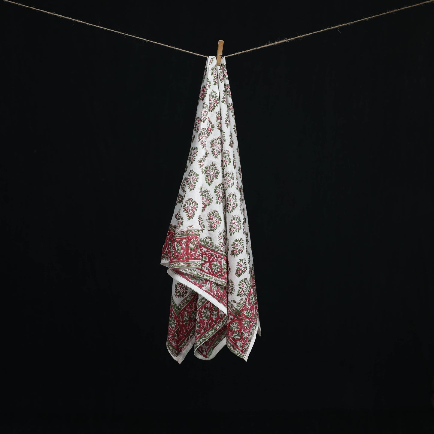 Sanganeri hand block print cotton scarf 03 - handcrafted
