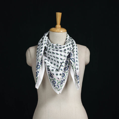 Sanganeri hand block print cotton scarf 19 - handcrafted