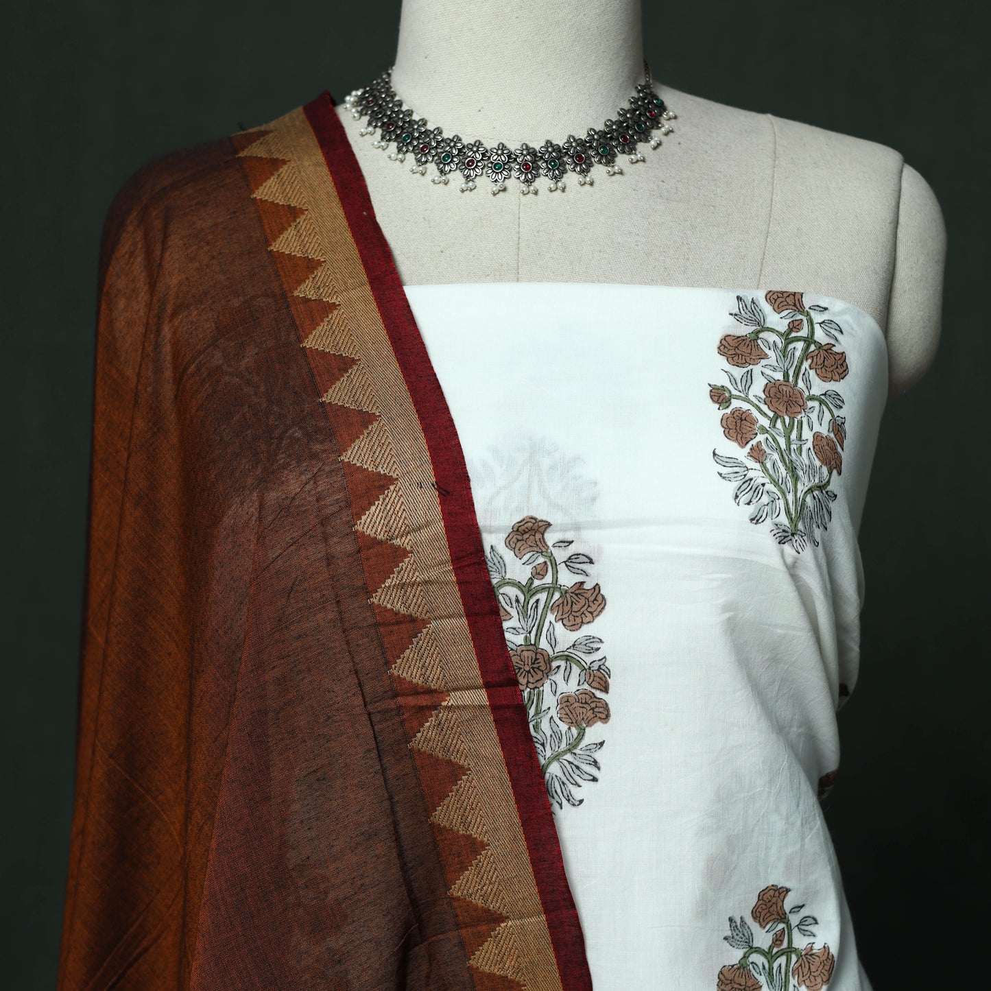 Sanganeri hand block print pure mul cotton 2pc unstitched