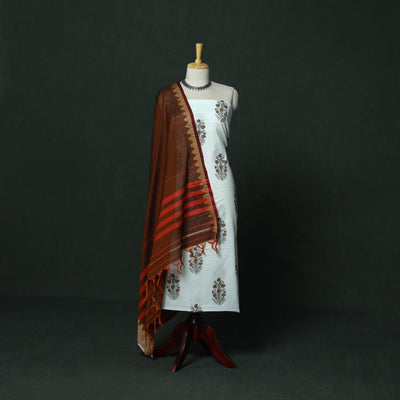 Sanganeri hand block print pure mul cotton 2pc unstitched