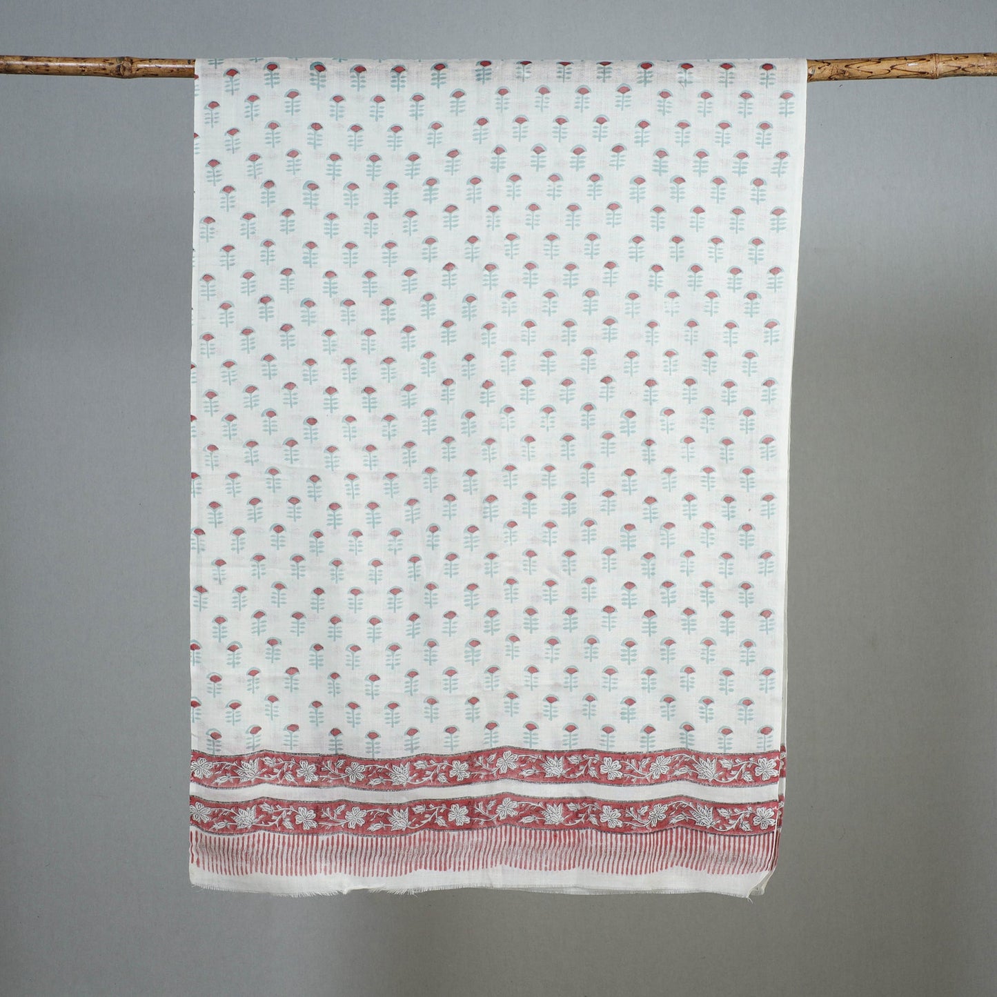 White - Sanganeri Hand Block Printed Woollen Stole 36