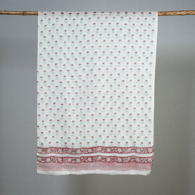 White - Sanganeri Hand Block Printed Woollen Stole 36
