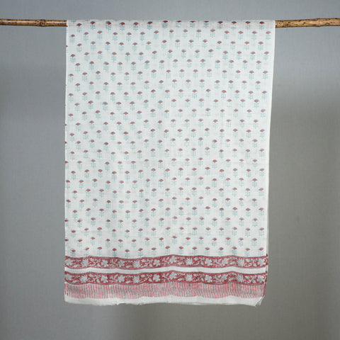 White - Sanganeri Hand Block Printed Woollen Stole 36