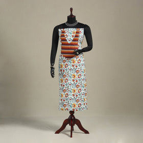 White - sanganeri patchwork cotton unstitched kurta