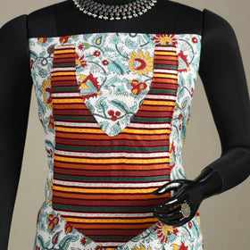 White - sanganeri patchwork cotton unstitched kurta