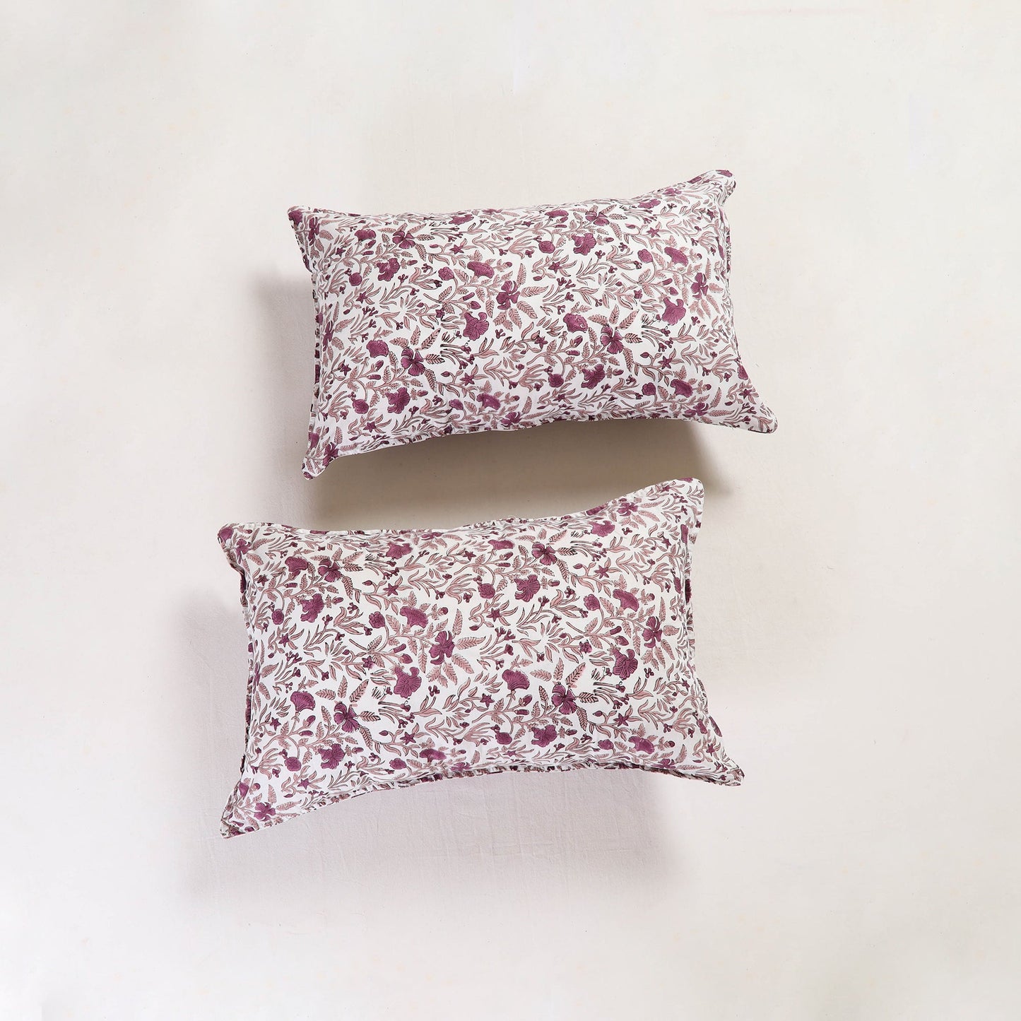 White - sanganeri pillow cover (set of 2) 25 - handcrafted