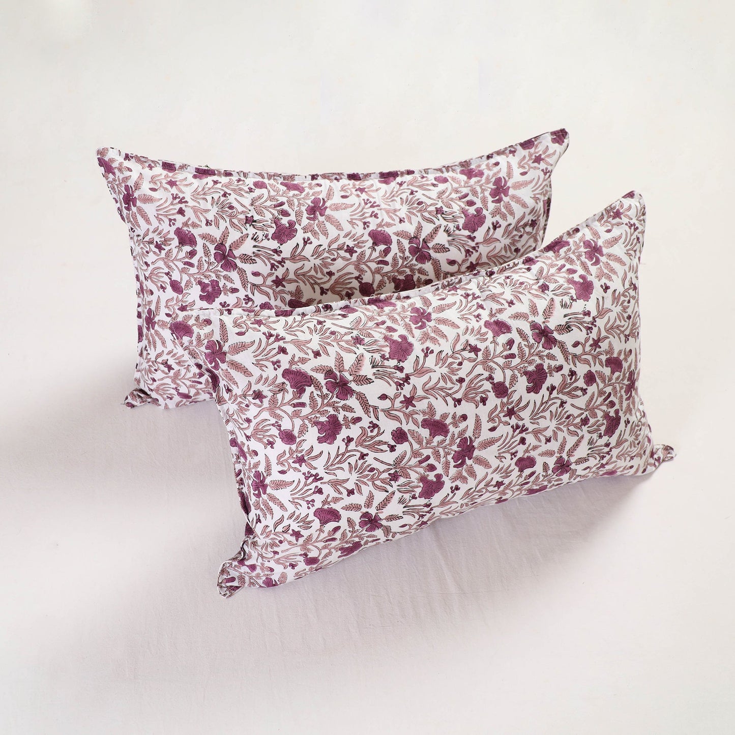 White - sanganeri pillow cover (set of 2) 25 - handcrafted