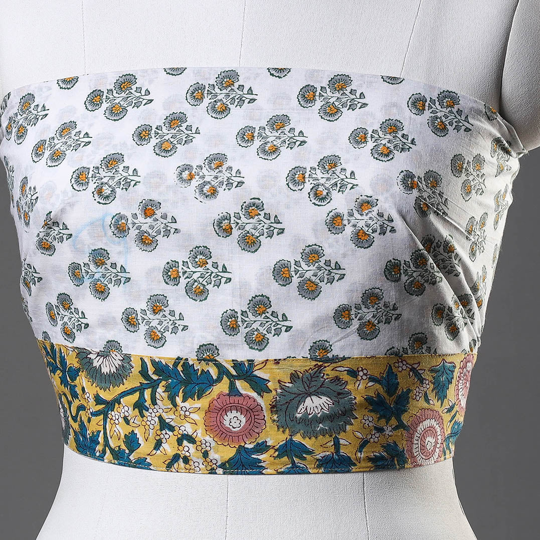 Buy Sanganeri Block Printed Cotton Blouse Piece Online at iTokri.com