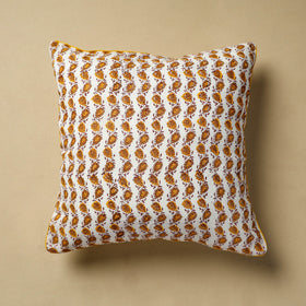  White Sanganeri Block Printed Cotton Cushion Cover
