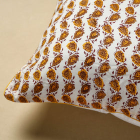  White Sanganeri Block Printed Cotton Cushion Cover