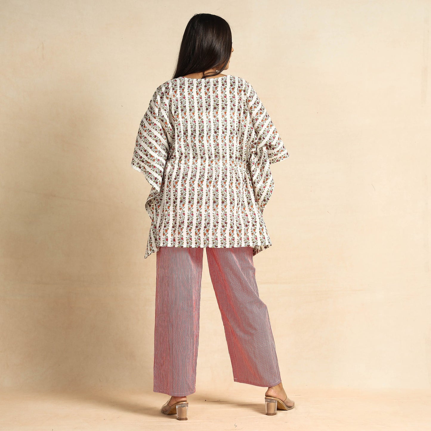 Buy Sanganeri Block Printed Cotton Kaftan & Pyjama Night Suit Set Online at iTokri.com