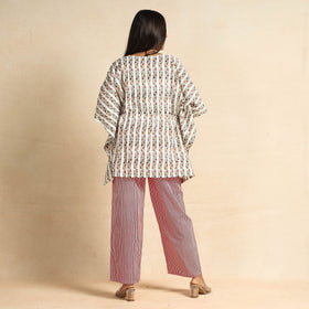 Buy Sanganeri Block Printed Cotton Kaftan & Pyjama Night Suit Set Online at iTokri.com