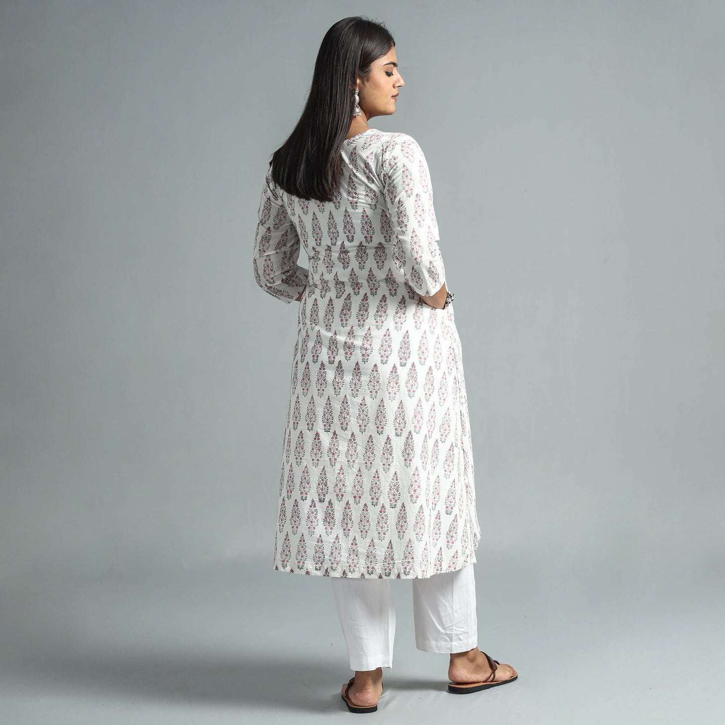 Buy Sanganeri Block Printed Cotton Long Kurta for Women