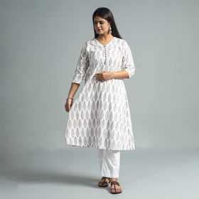 Buy Sanganeri Block Printed Cotton Long Kurta for Women