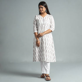 Buy Sanganeri Block Printed Cotton Long Kurta for Women