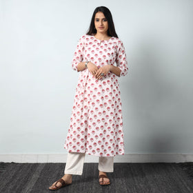 Buy Sanganeri Block Printed Cotton Long Kurta for Women