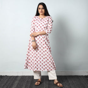 Buy Sanganeri Block Printed Cotton Long Kurta for Women