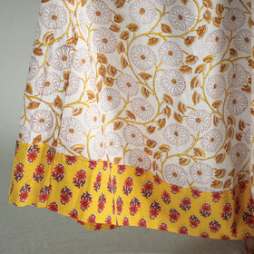 White Sanganeri Block Printed Cotton Long Skirt 