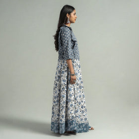 White Sanganeri Block Printed Cotton Long Skirt
