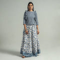 White Sanganeri Block Printed Cotton Long Skirt