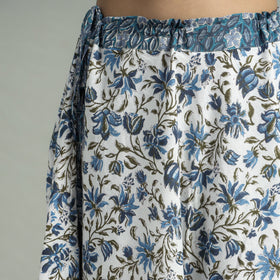 White Sanganeri Block Printed Cotton Long Skirt