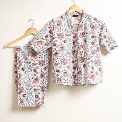  Ajrakh Block Printed Cotton Night Suit Set 