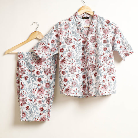  Ajrakh Block Printed Cotton Night Suit Set 