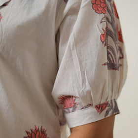 White - sanganeri printed cotton co-ord set 22 - handcrafted