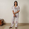 White - sanganeri printed cotton co-ord set 22 - handcrafted