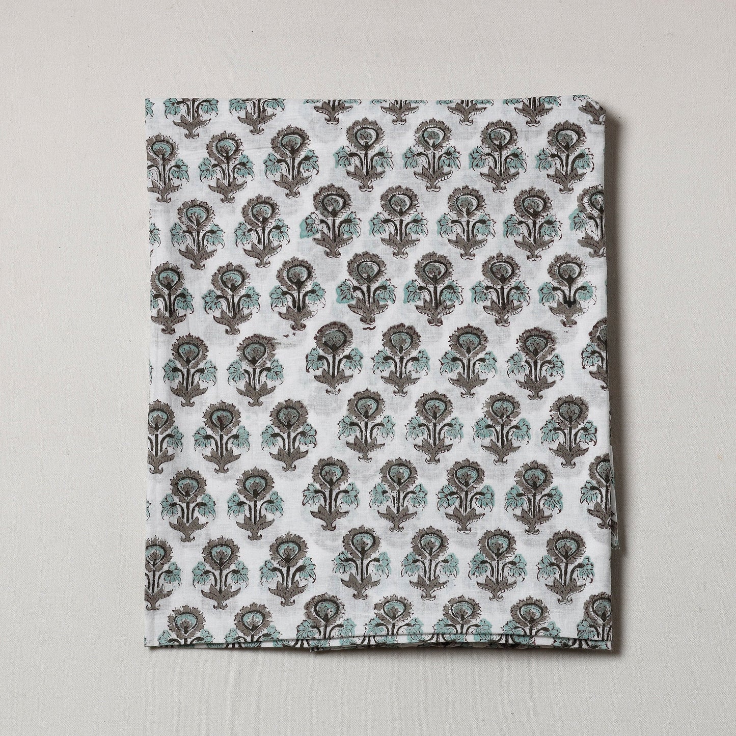 White - Sanganeri Block Printed Cotton Precut Fabric (1.2 meter)