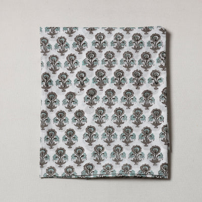 White - Sanganeri Block Printed Cotton Precut Fabric (1.2 meter)