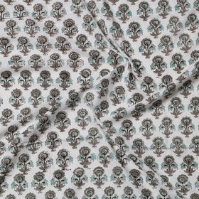 White - Sanganeri Block Printed Cotton Precut Fabric (1.2 meter)