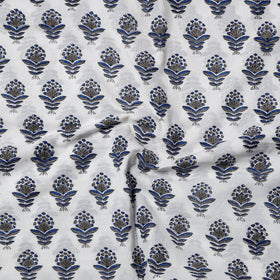  White Sanganeri Block Printed Cotton Precut Fabric