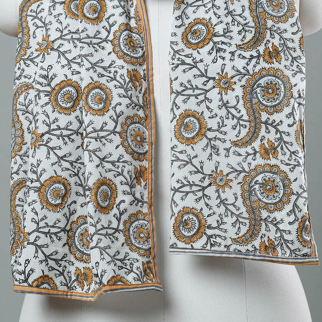 Buy Sanganeri Block Printed Cotton Stole 11 Online at iTokri.com
