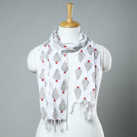  Sanganeri Block Printed Cotton Stole with Tassels 02 