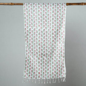  Sanganeri Block Printed Cotton Stole with Tassels 15 Online at iTokri.com