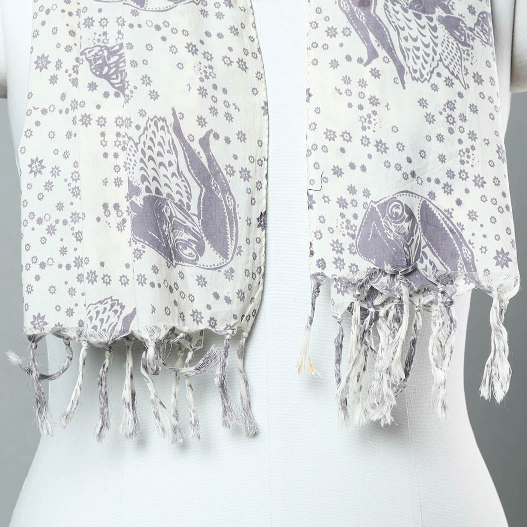 Buy Sanganeri Block Printed Cotton Stole with Tassels 92 Online at iTokri.com