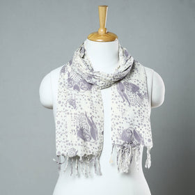 Buy Sanganeri Block Printed Cotton Stole with Tassels 92 Online at iTokri.com