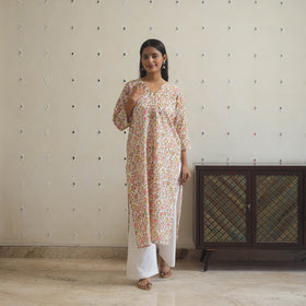 Buy Sanganeri Block Printed Cotton Long Kurta for Women