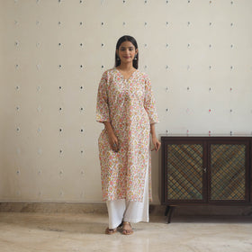 Buy Sanganeri Block Printed Cotton Long Kurta for Women