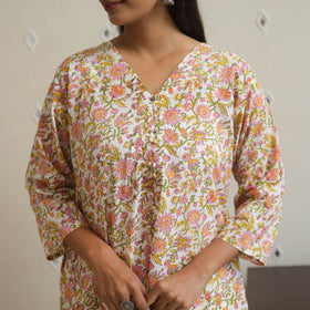 Buy Sanganeri Block Printed Cotton Long Kurta for Women