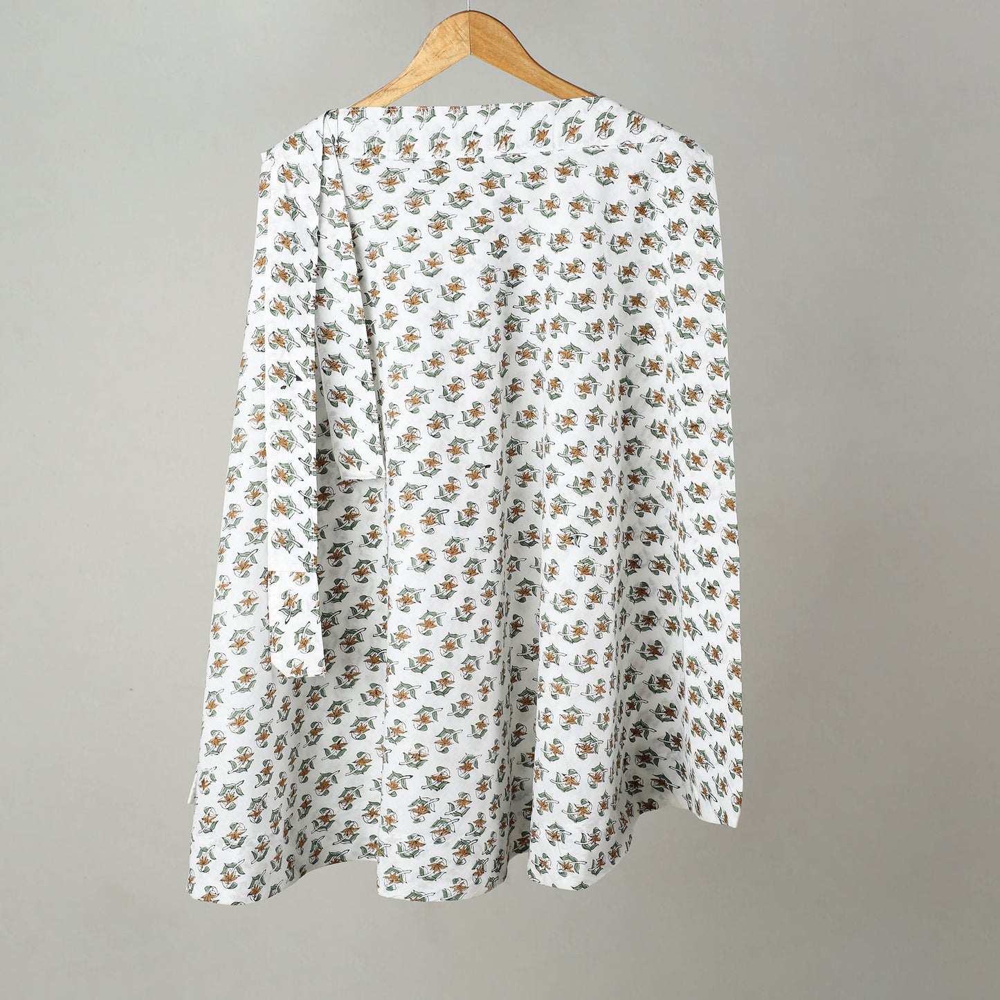 White - Sanganeri Block Printed Cotton Wrap Around Skirt 05